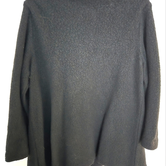 Eileen Fisher Black wool blend single button winter coat | size large - Picture 7 of 9